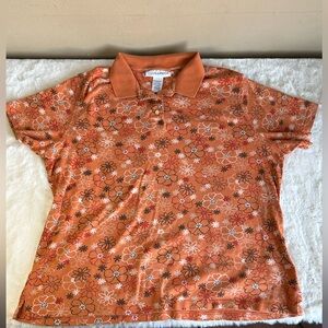 Sag Harbor Orange Floral Polo Shirt